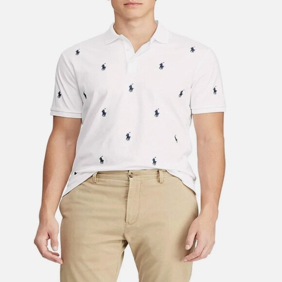 Polo Ralph Lauren Classic Fit Cotton White Blue Logo Polo Shirt Size XXL - Picture 2 of 9